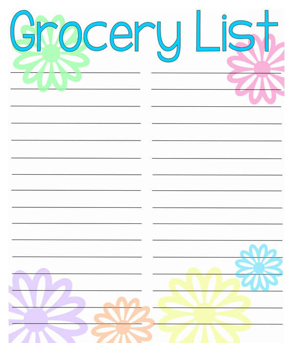 grocery list checklist