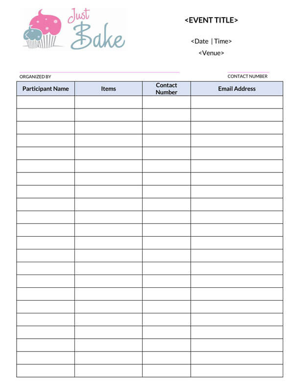 sign up sheet template word