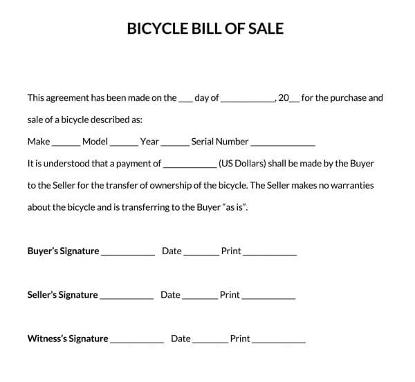 Bicycle Bill of Sale Form bicycle bill of sale pdf