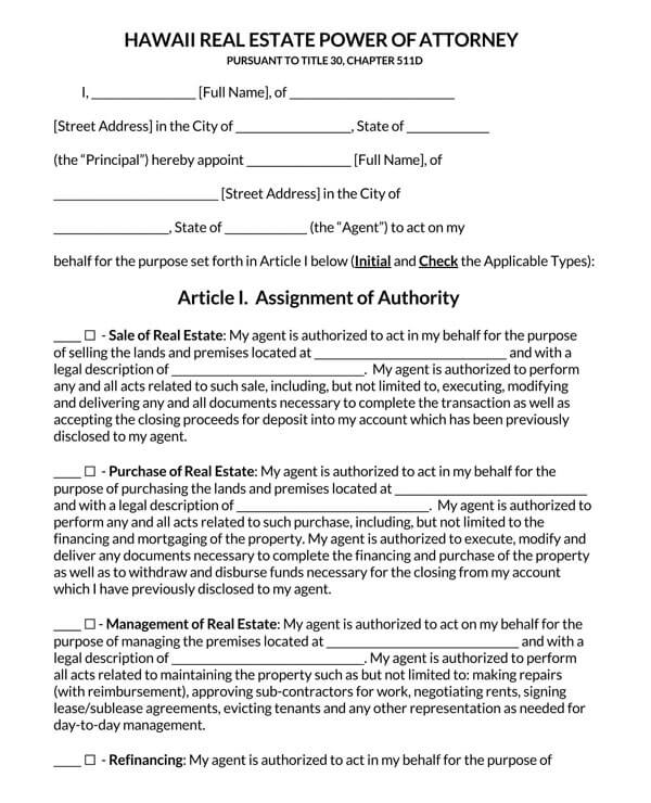 free real estate power of attorney forms to print