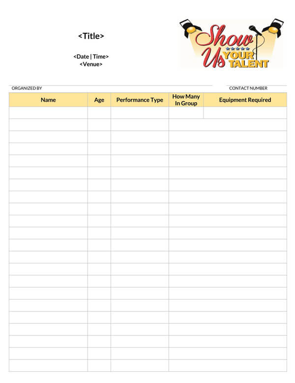 sign up sheet template free