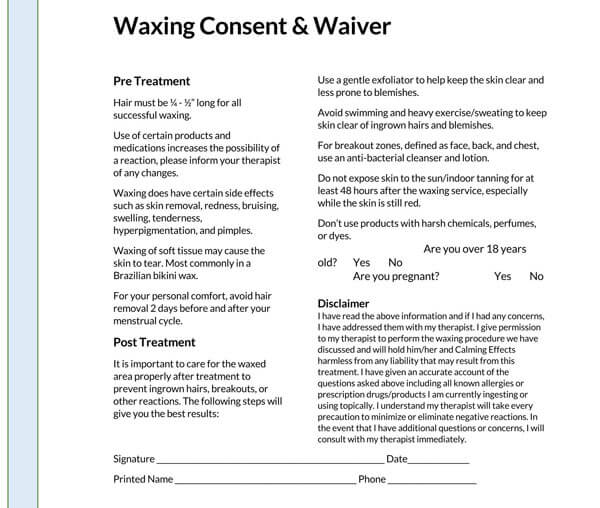 online waxing consent form