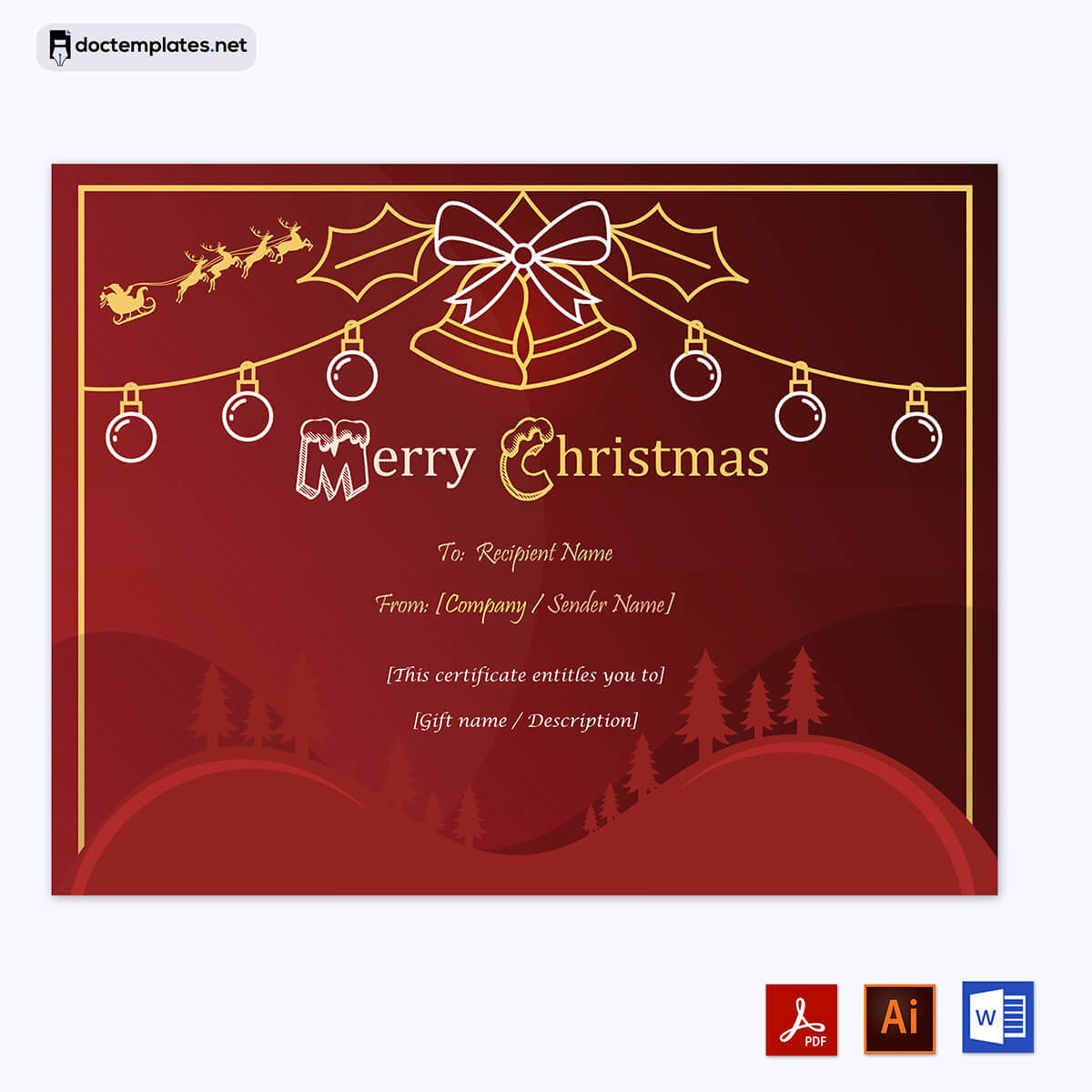 Christmas Gift Certificate Editable