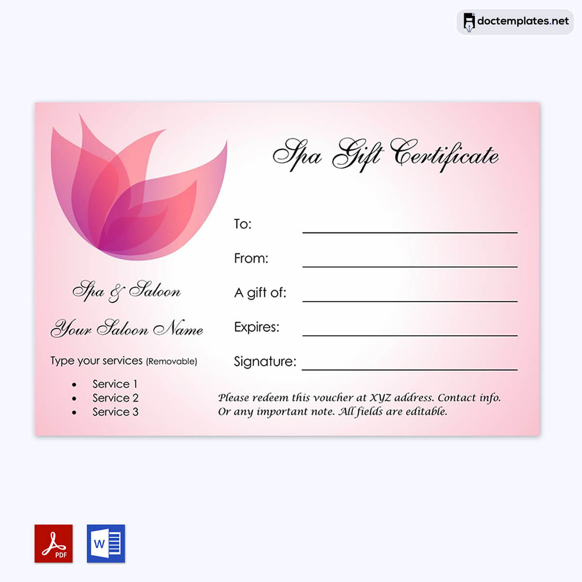 Gift Certificate 23 Preview Spa Gift Certificate Template