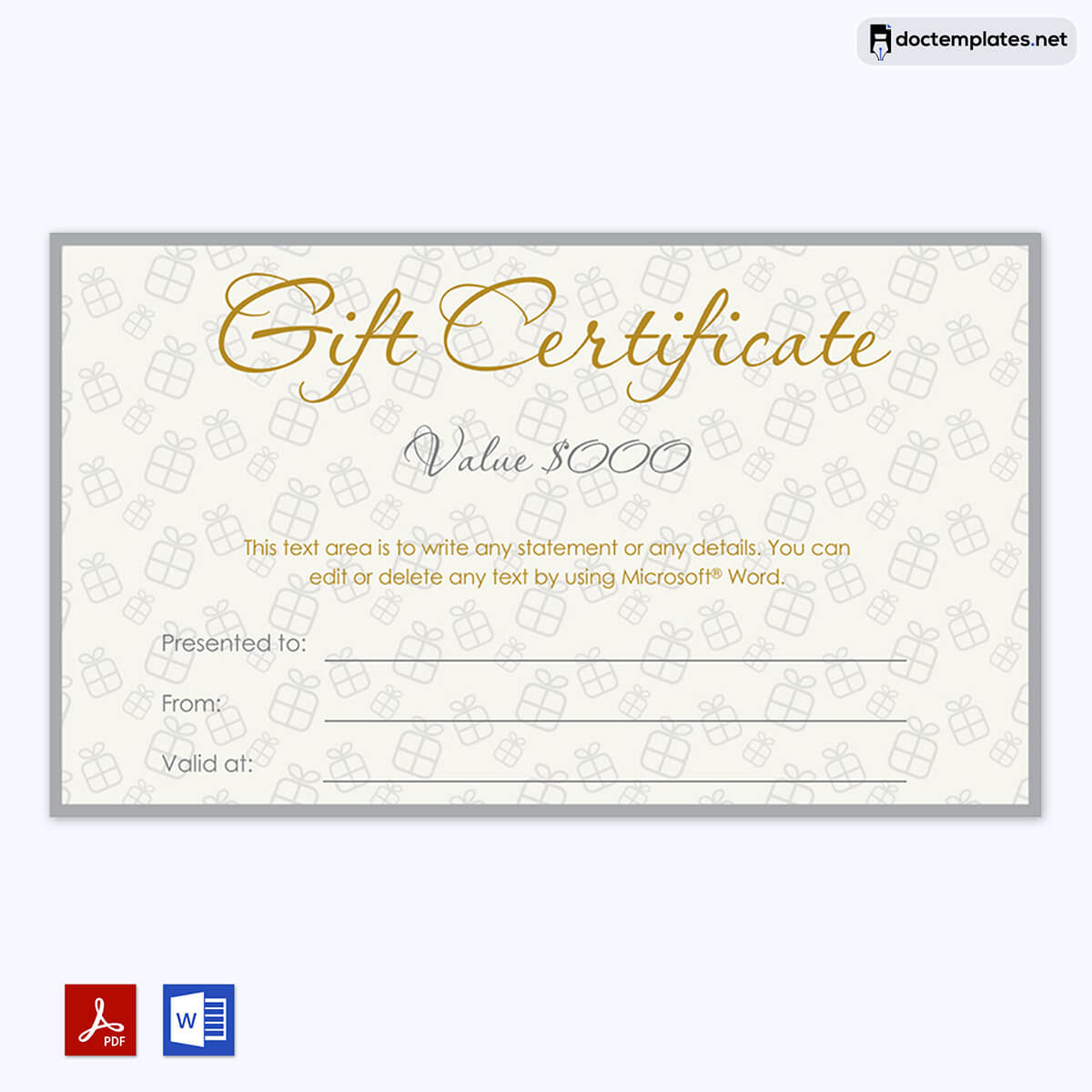 Business Gift Certificate Sample