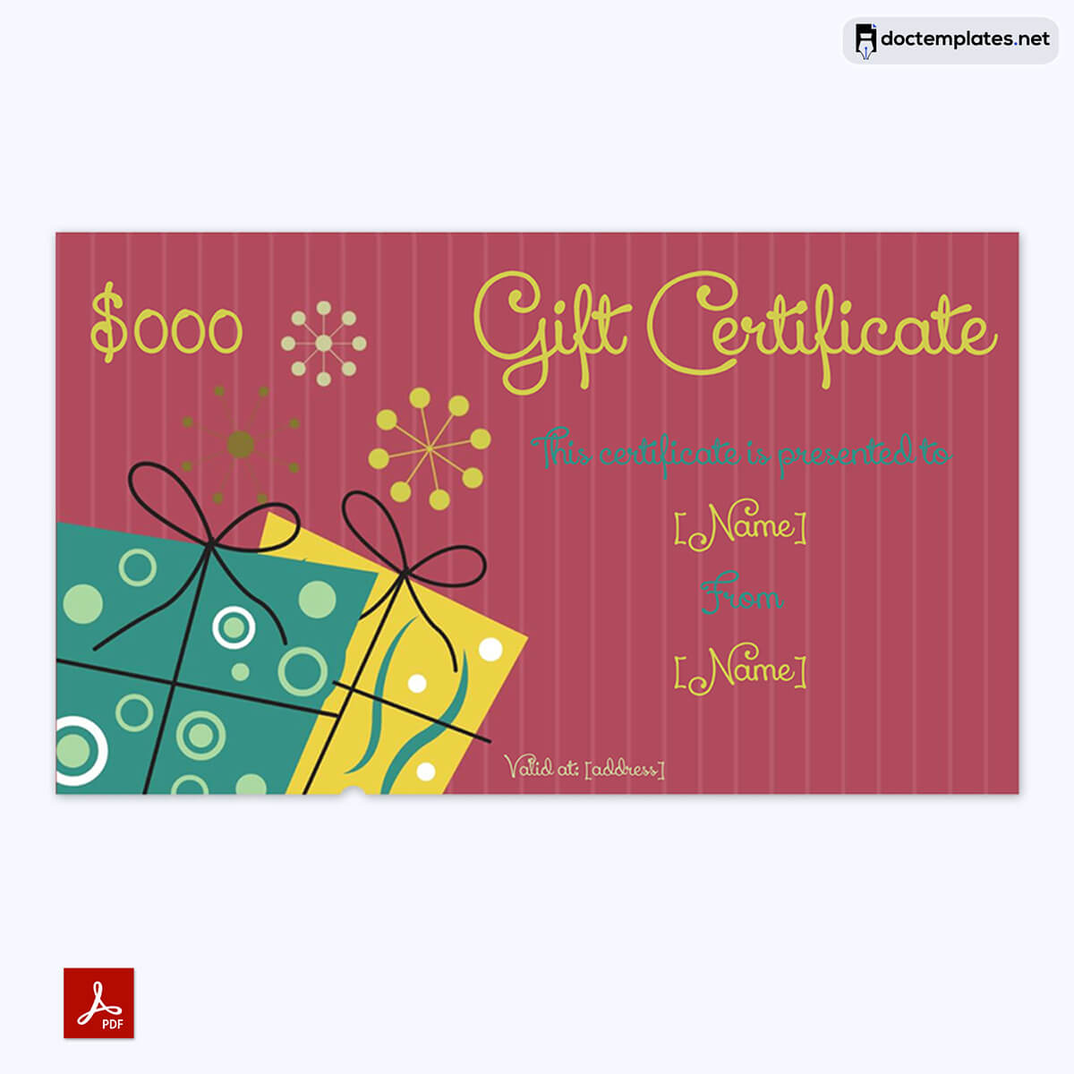 Sample of Gift Certificate Template