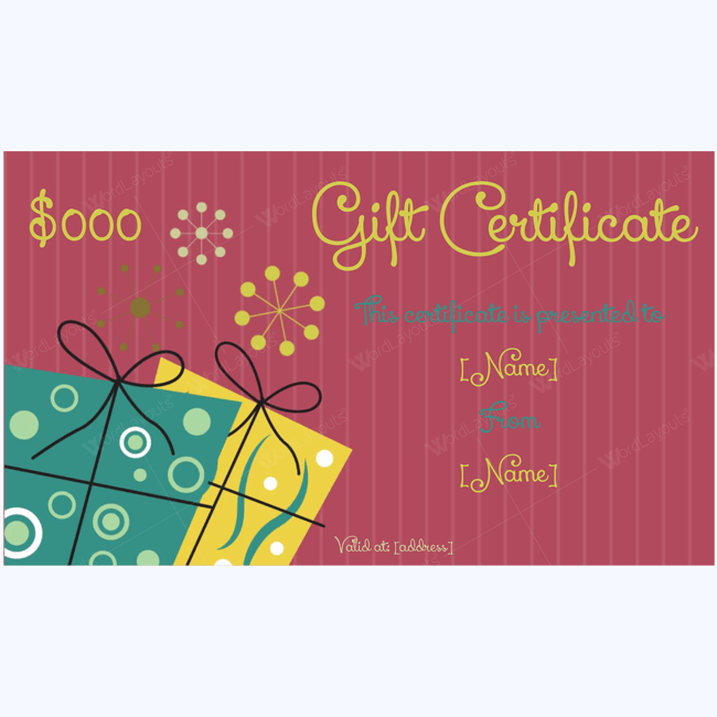Sample of Gift Certificate Template