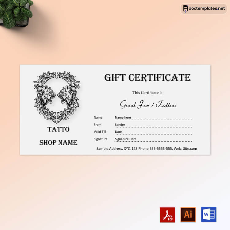 Tatto Gift Certificate Template