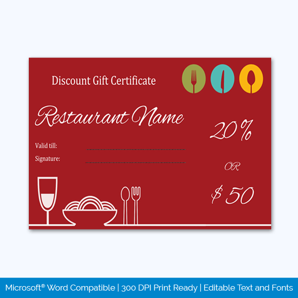 Restaurant Business Gift Certificate