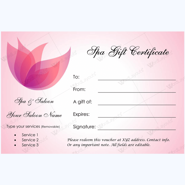 Spa Gift Certificate Template