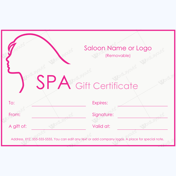 Spa Gift Certificate Sample