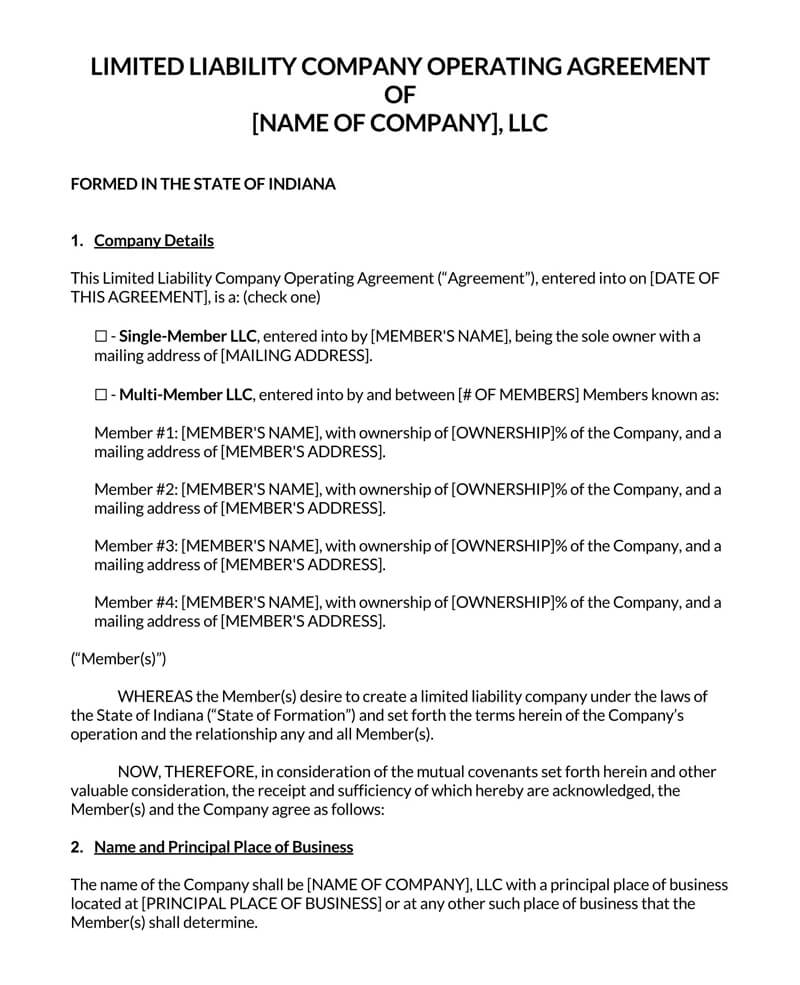 free operating agreement template