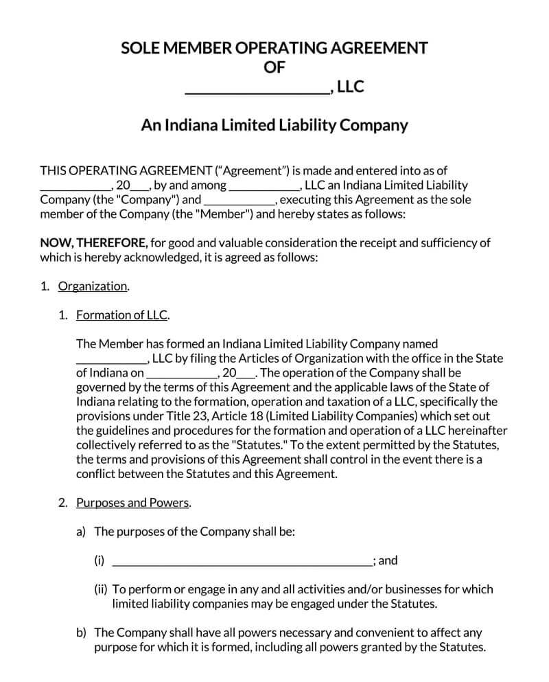 operating agreement LLC template