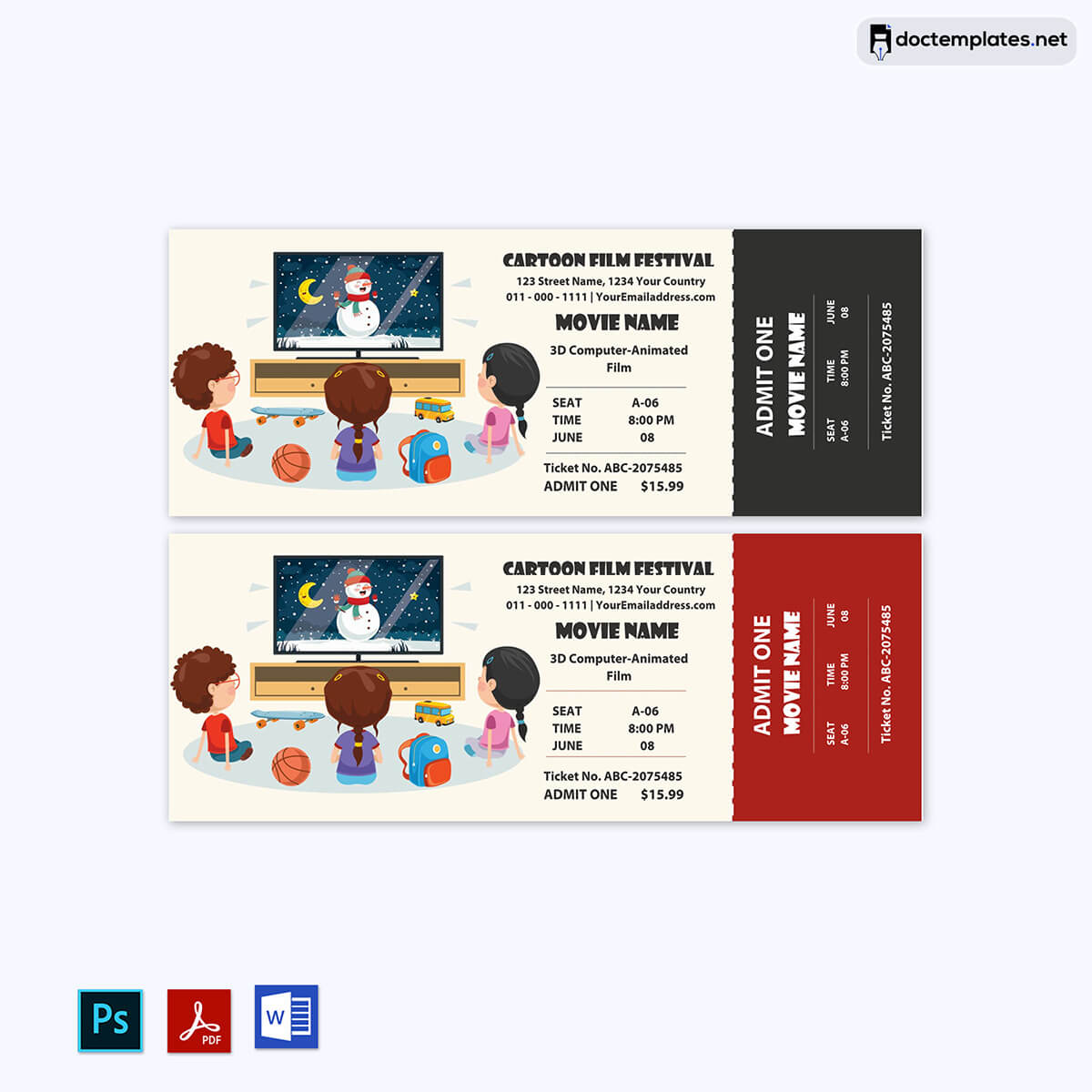  movie ticket template free download