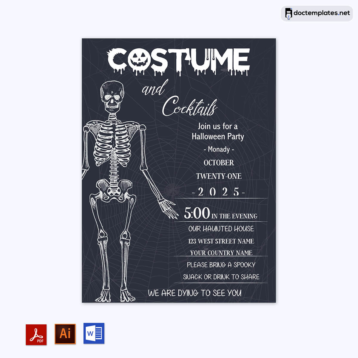  costume party invitation templates free
