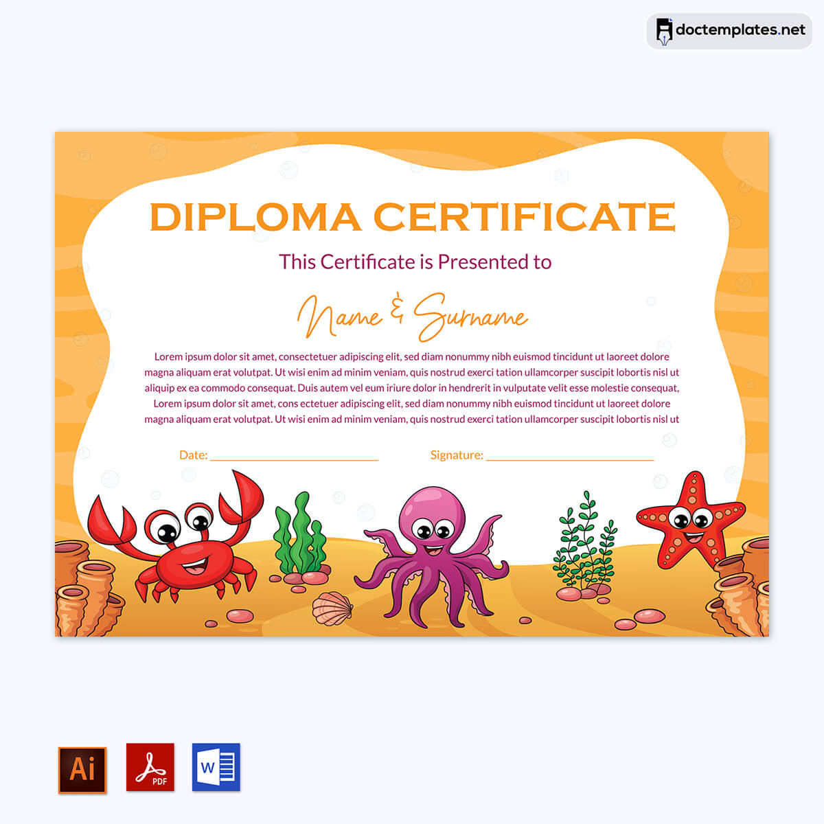  kindergarten certificate template editable