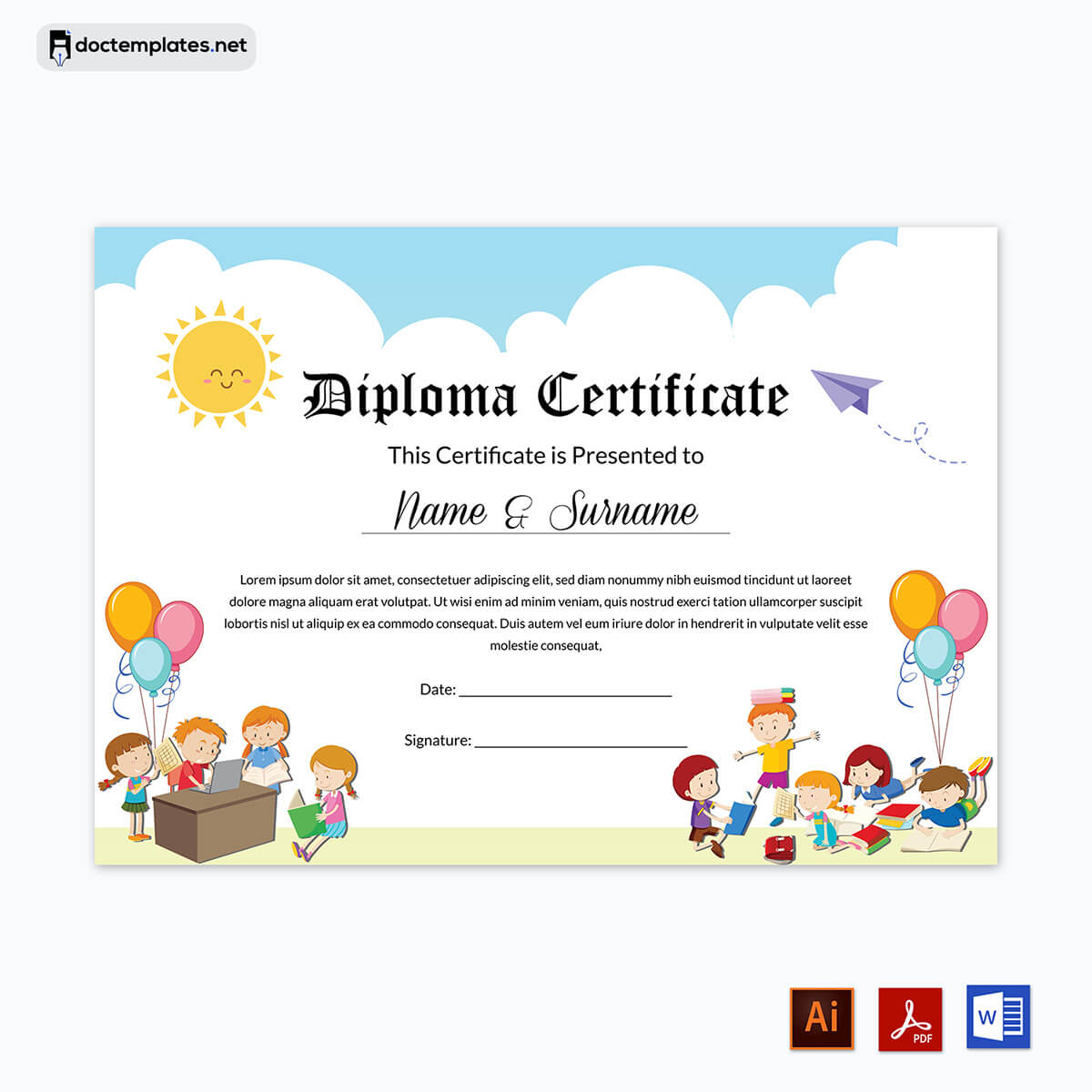  custom kindergarten diploma