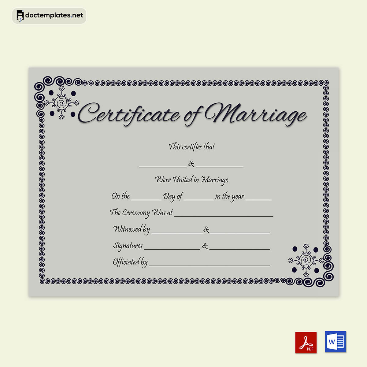 marriage certificate editable template