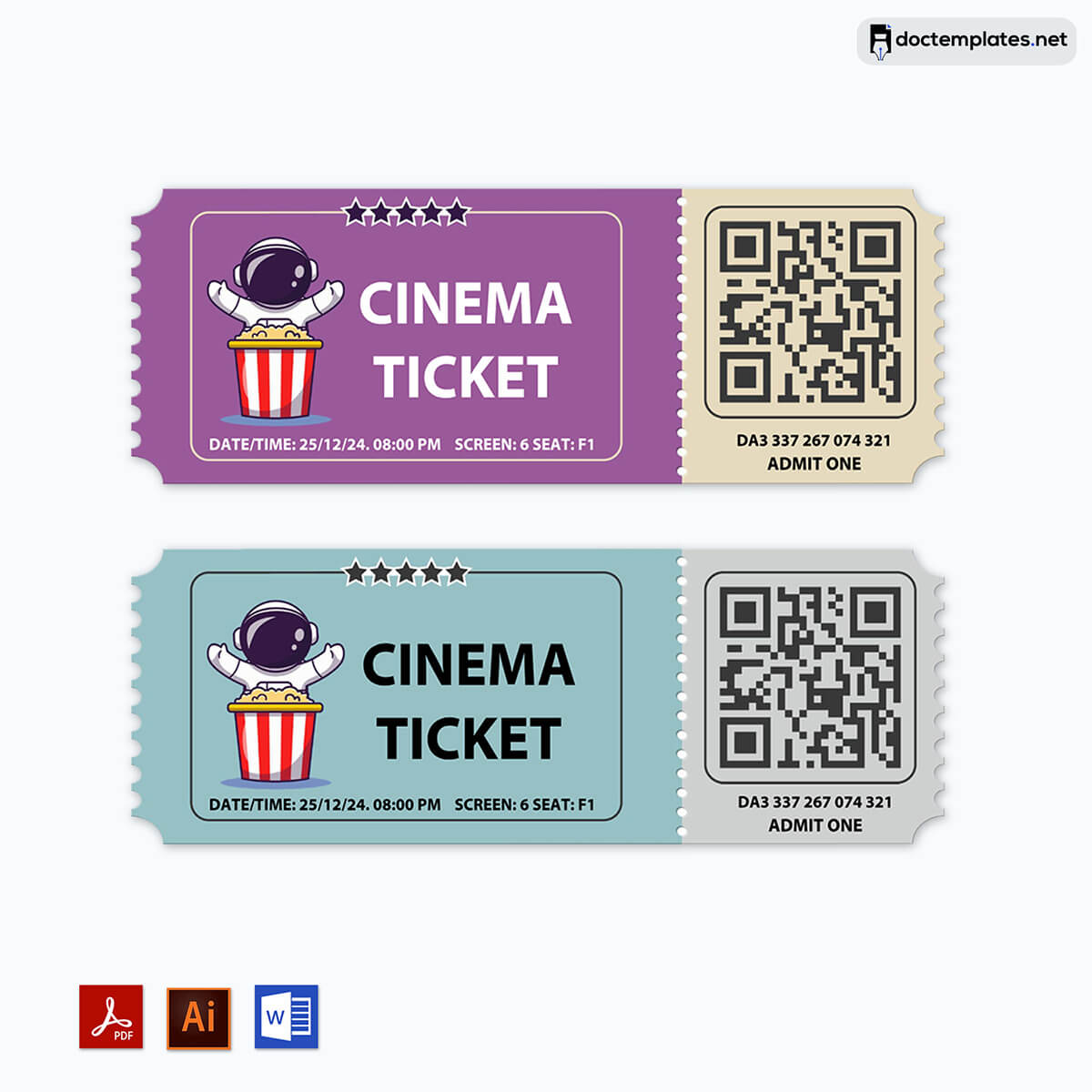  movie ticket template editable