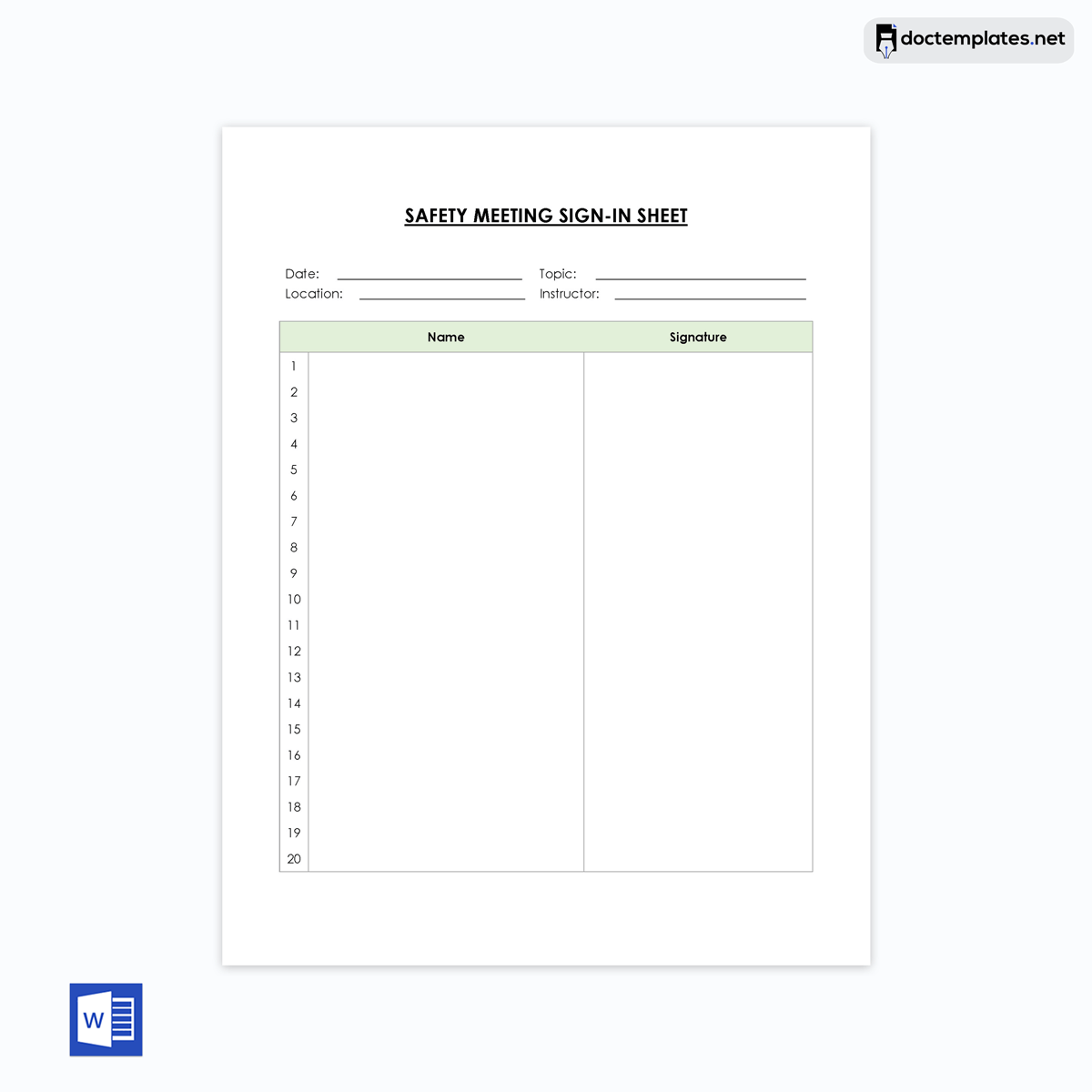 Sign-in sheet template Word 