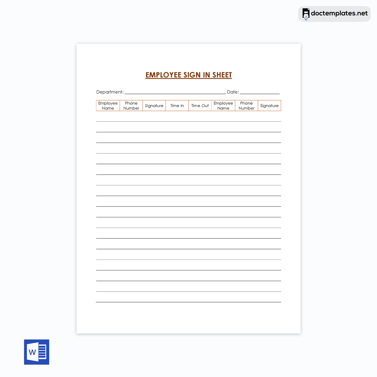 Sign in sheet template Word