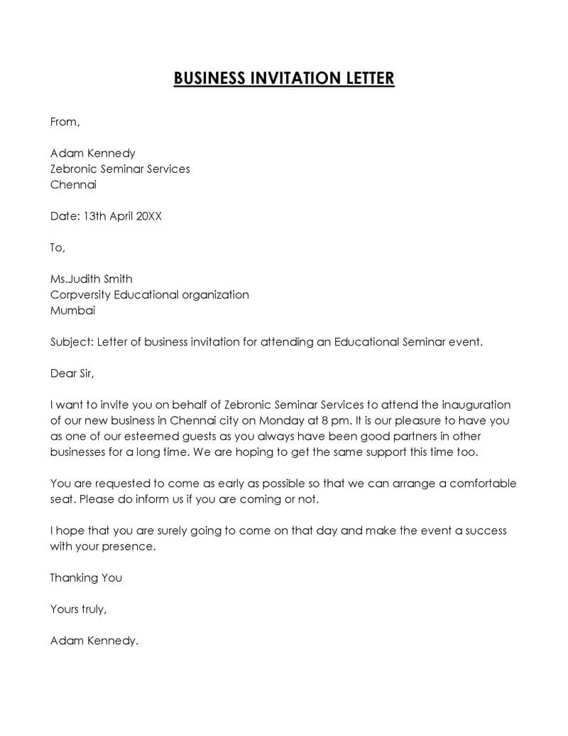  business invitation letter word