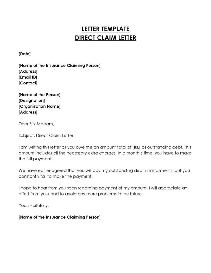  claim letter is also called