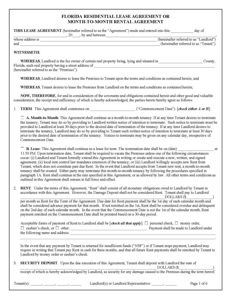 Florida Residential Lease Agreement
