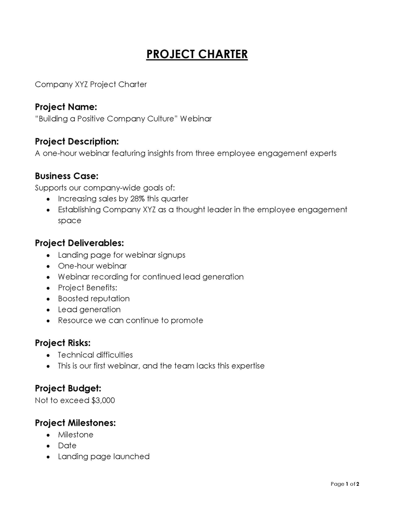 project charter template free download
