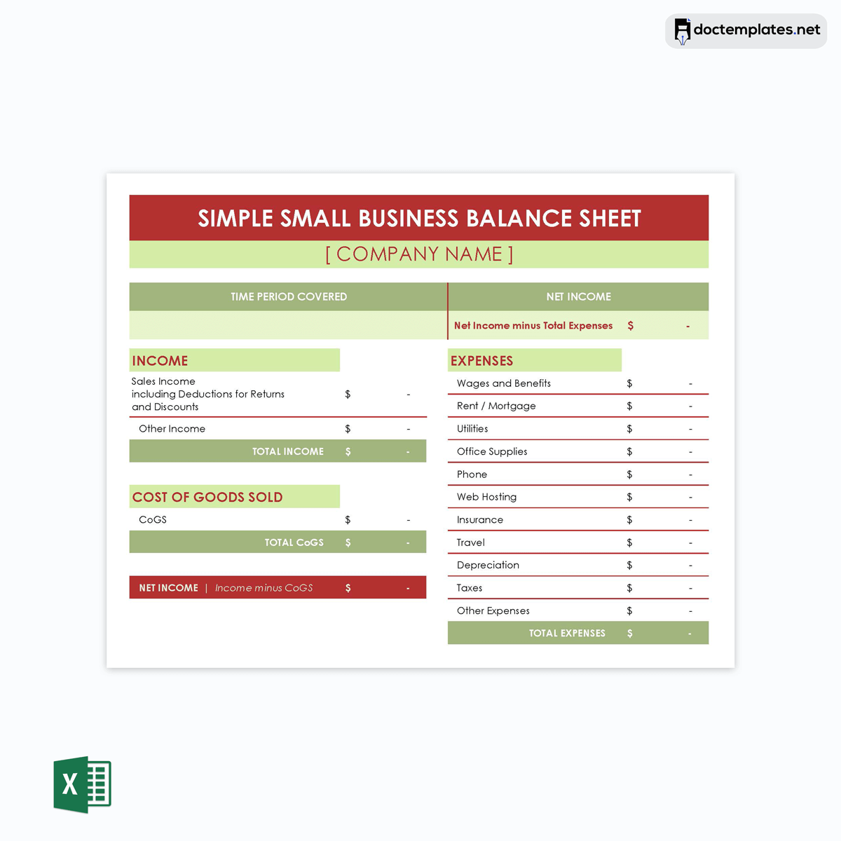 personal balance sheet template excel