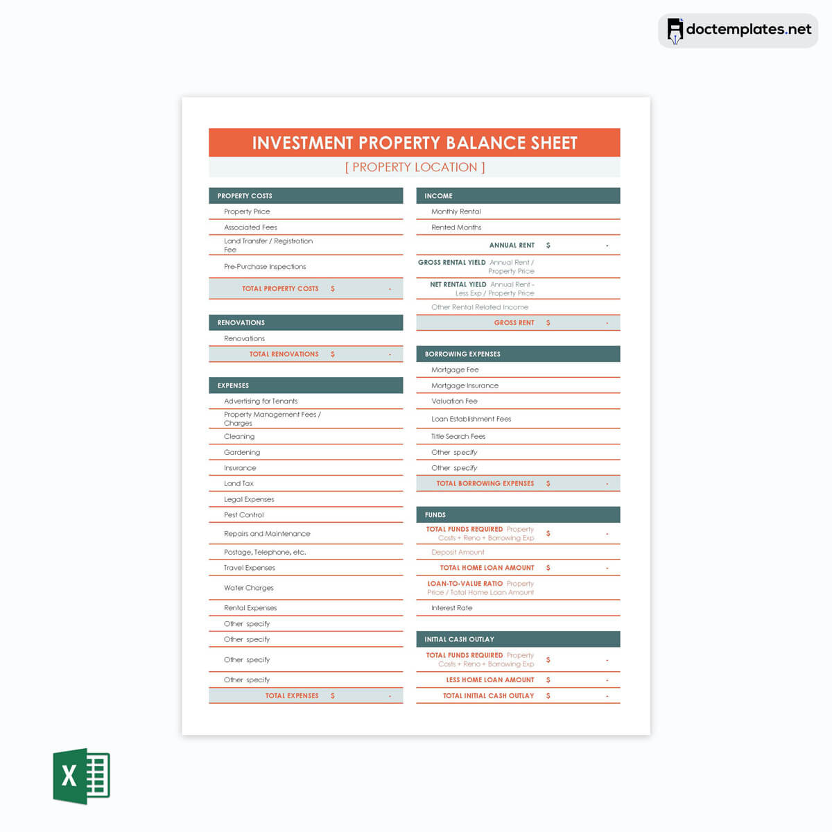 personal balance sheet template excel
