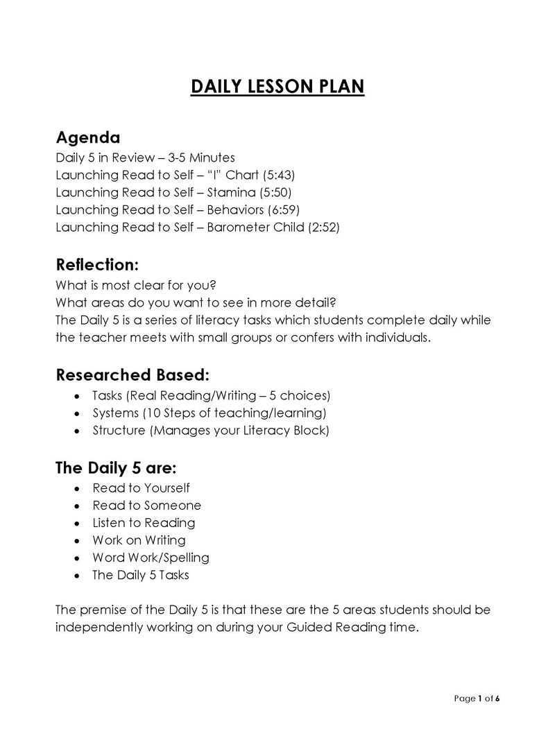  daily lesson plan template free