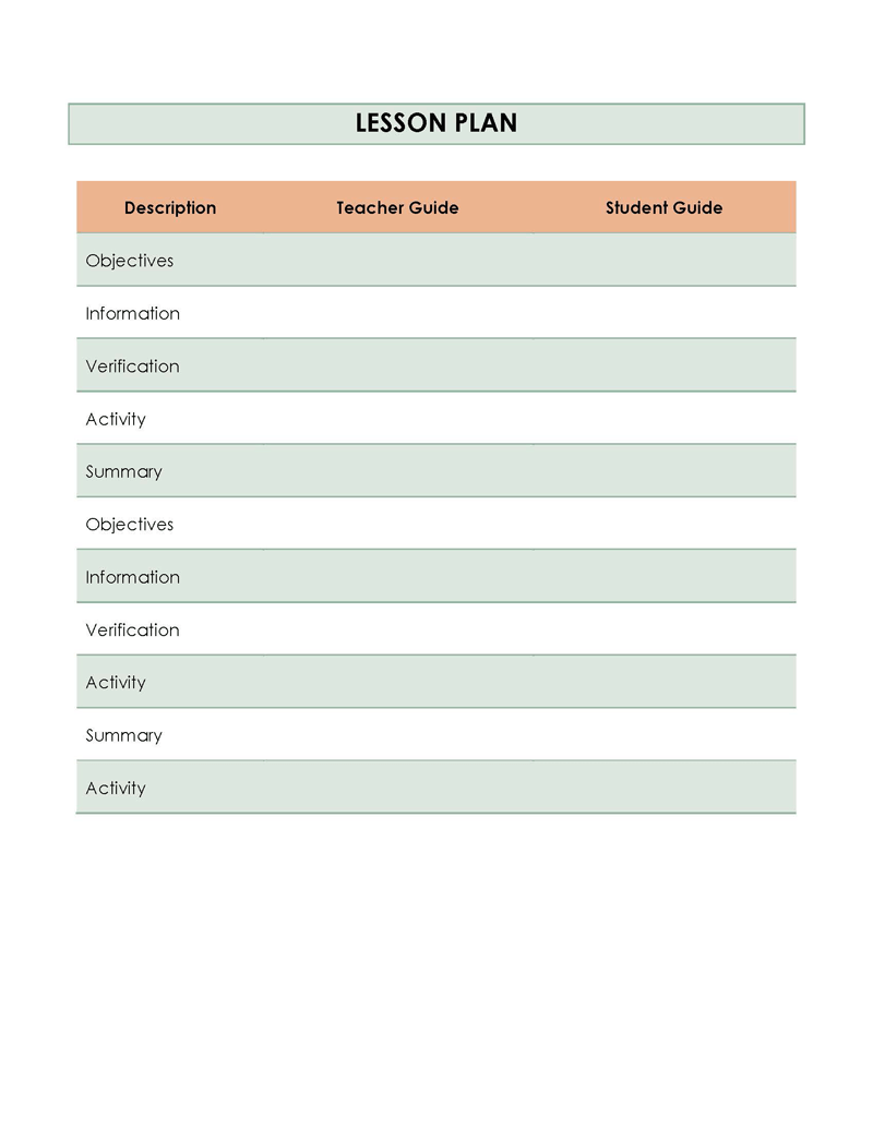 free lesson plan template word