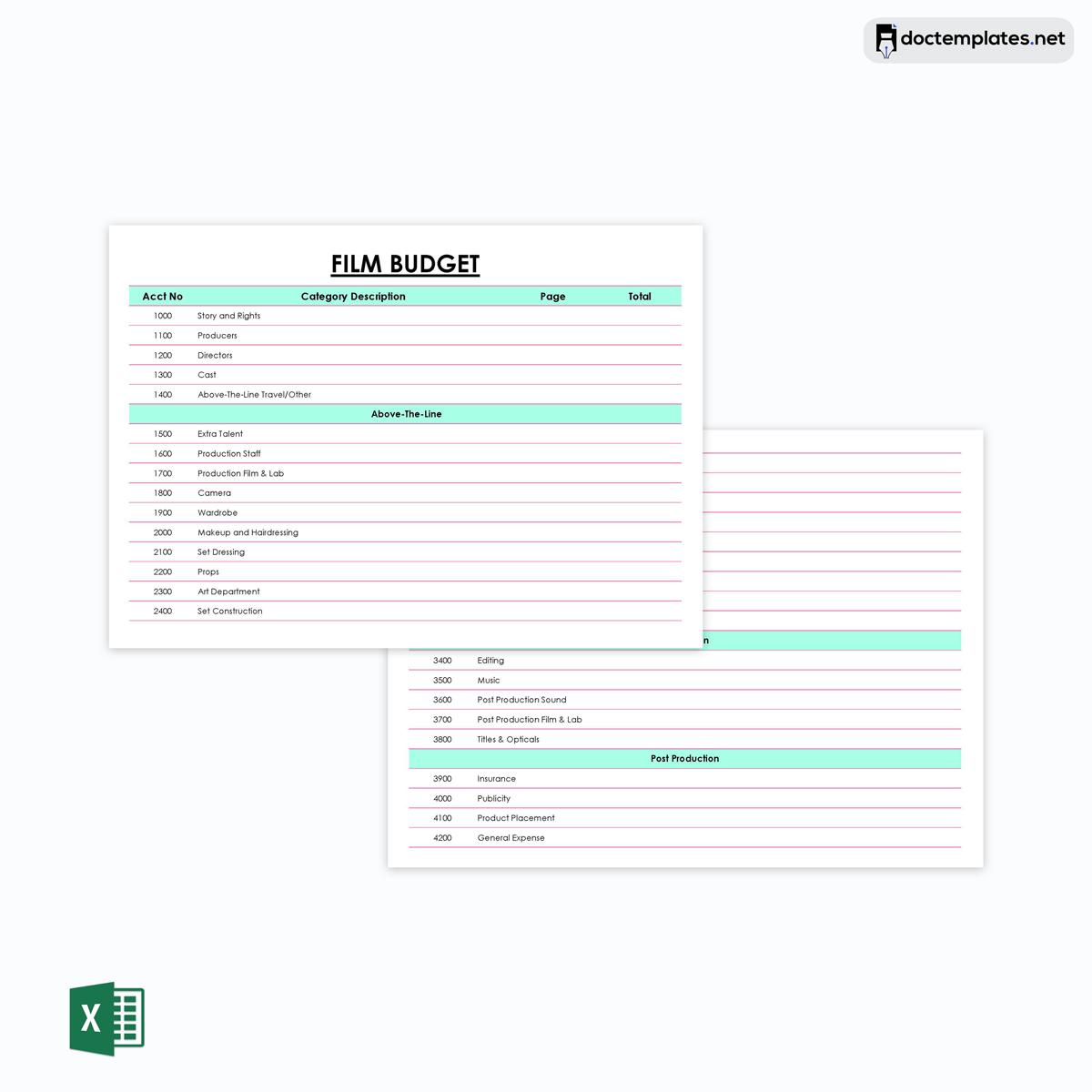 Film Budget Excel Template