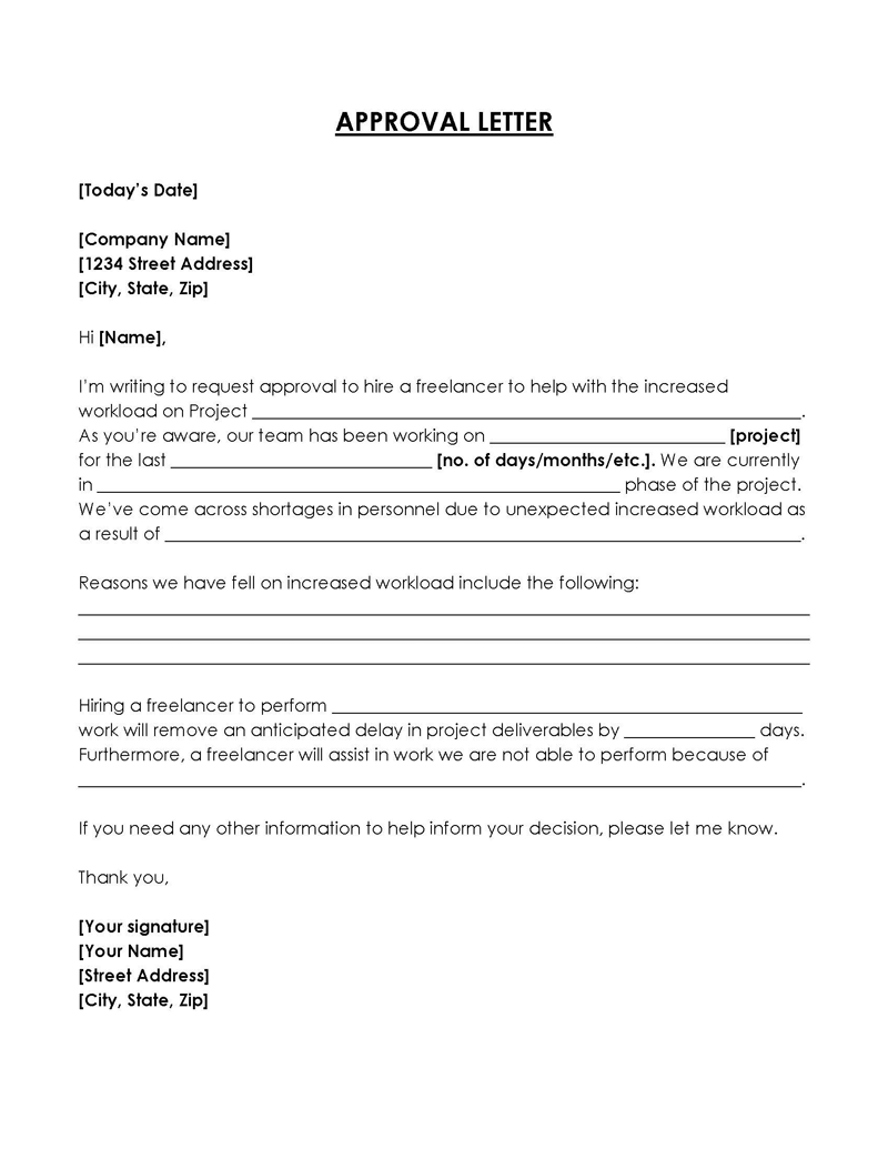 approval letter for printing