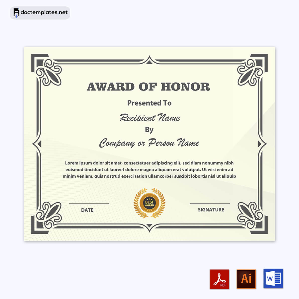 certificate of recognition editable