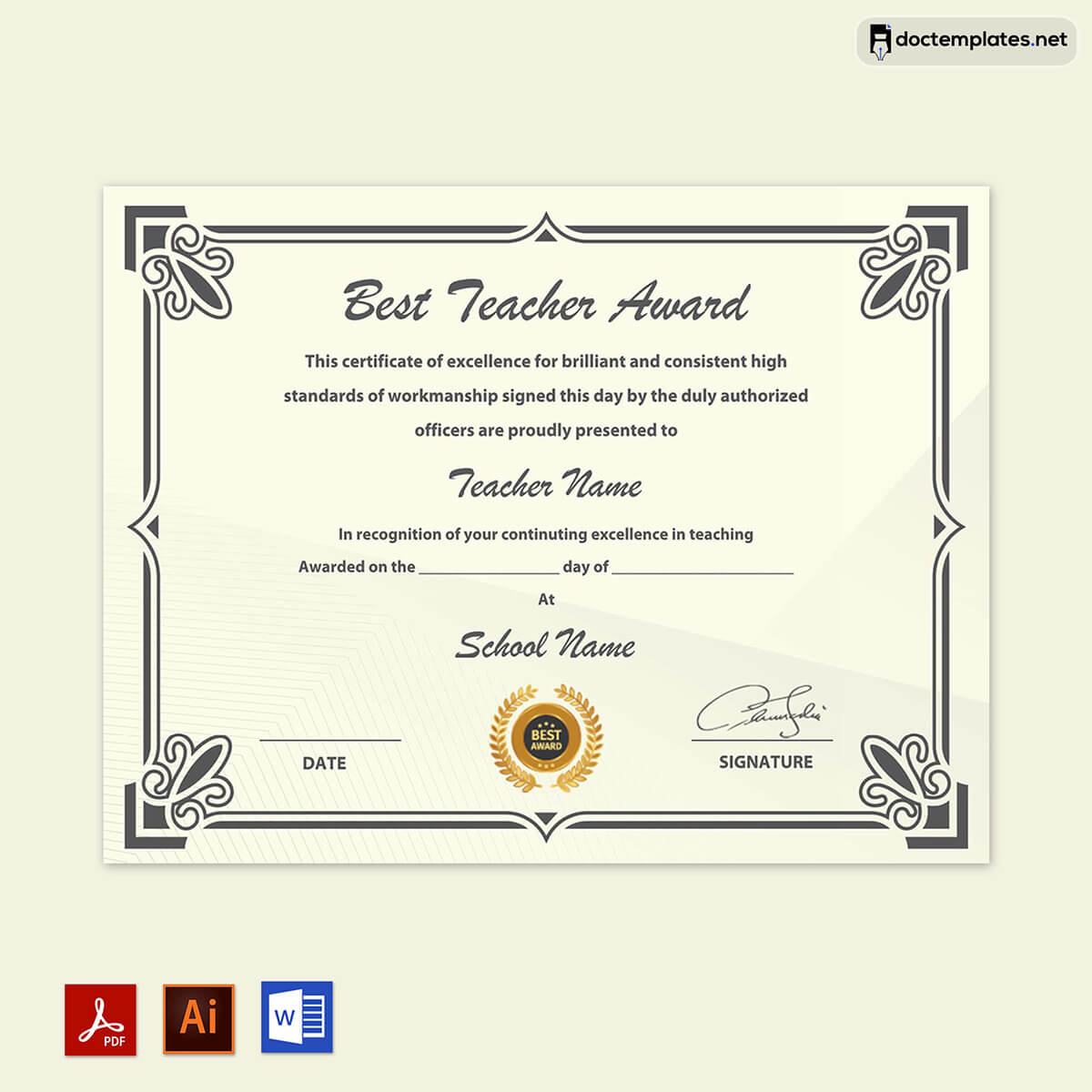teacher appreciation certificate pdf