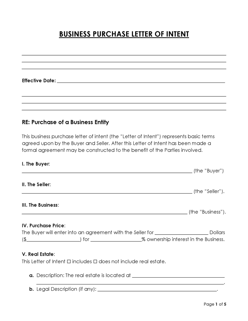  letter of intent to purchase business pdf