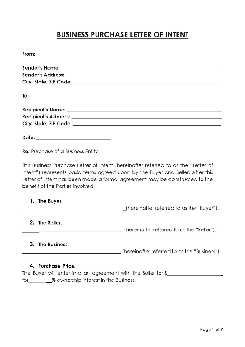 
letter of intent to purchase word document