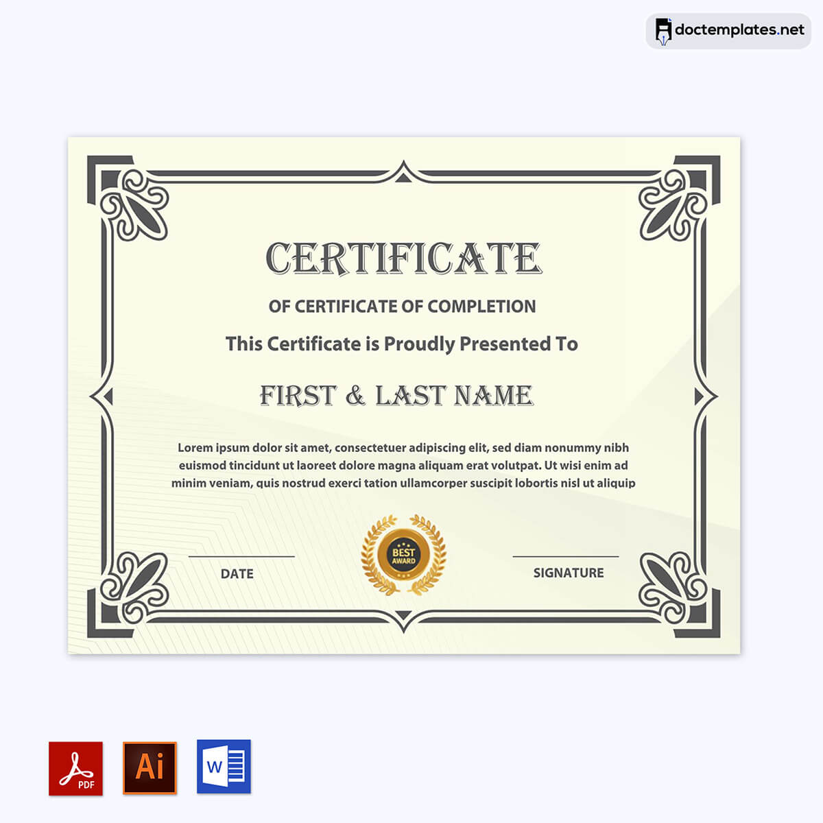 
certificate of completion template free download