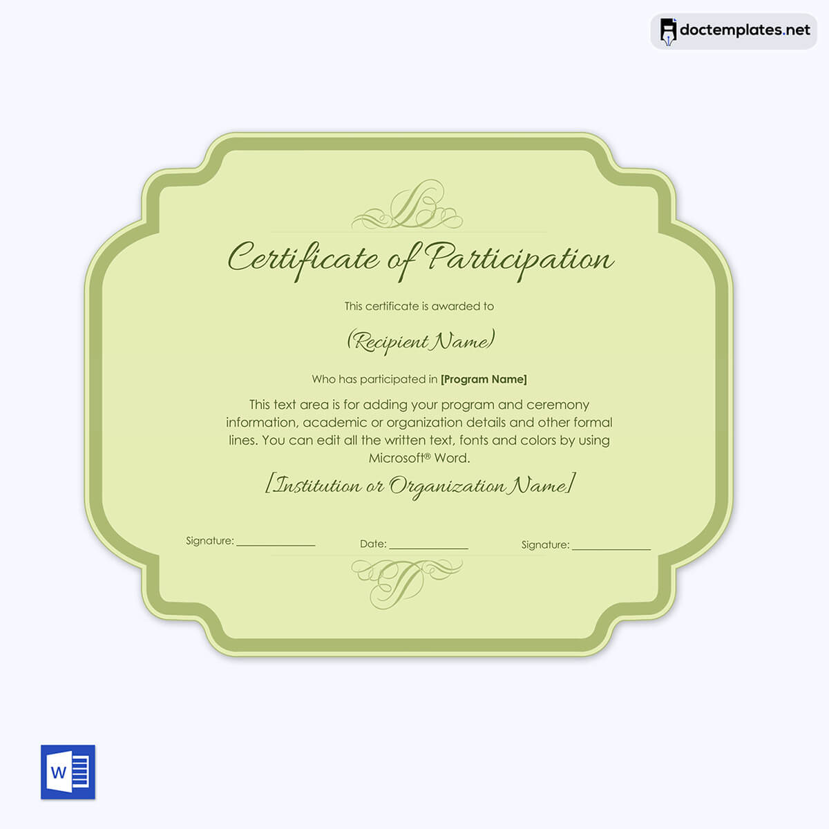 
participation certificate template free download