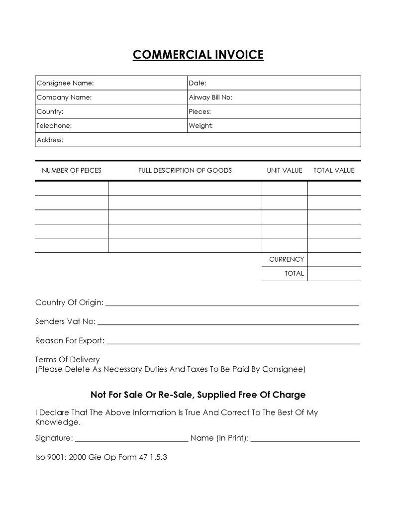 
commercial invoice pdf