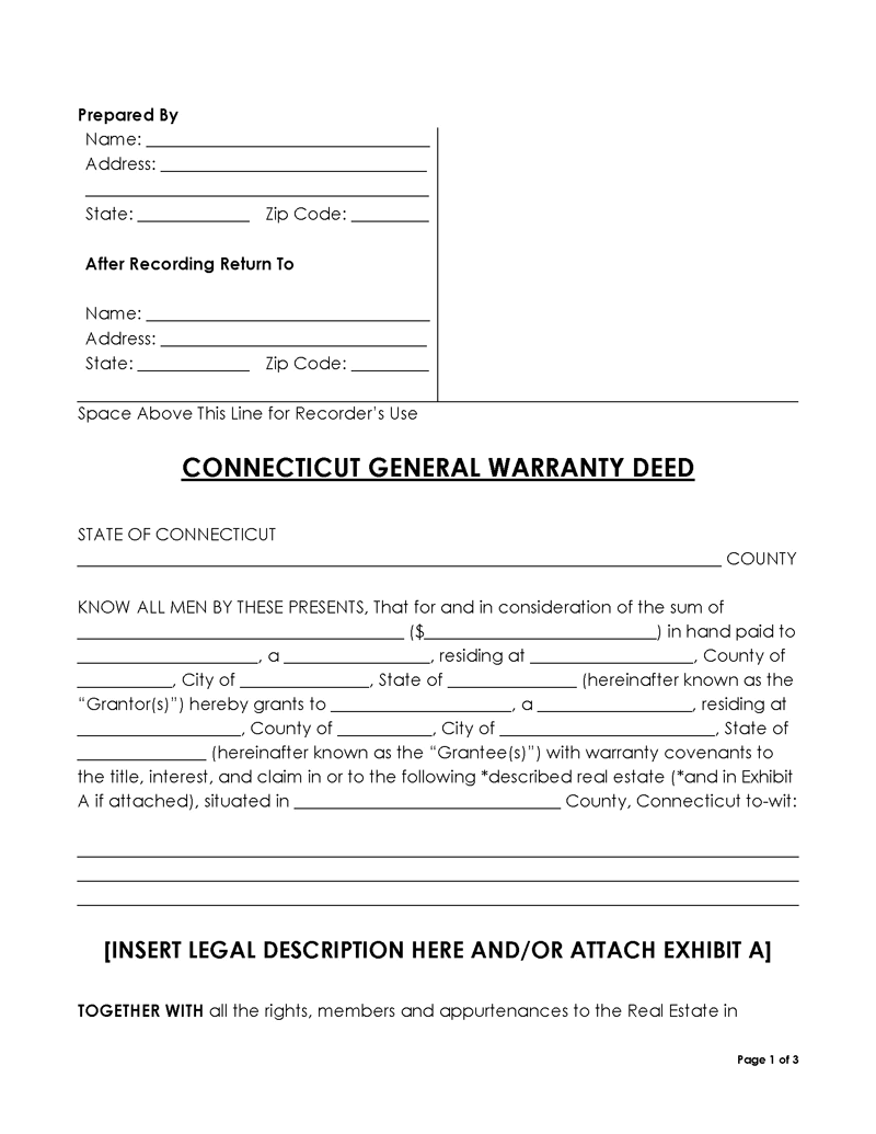 Connecticut General Warranty Deed Form