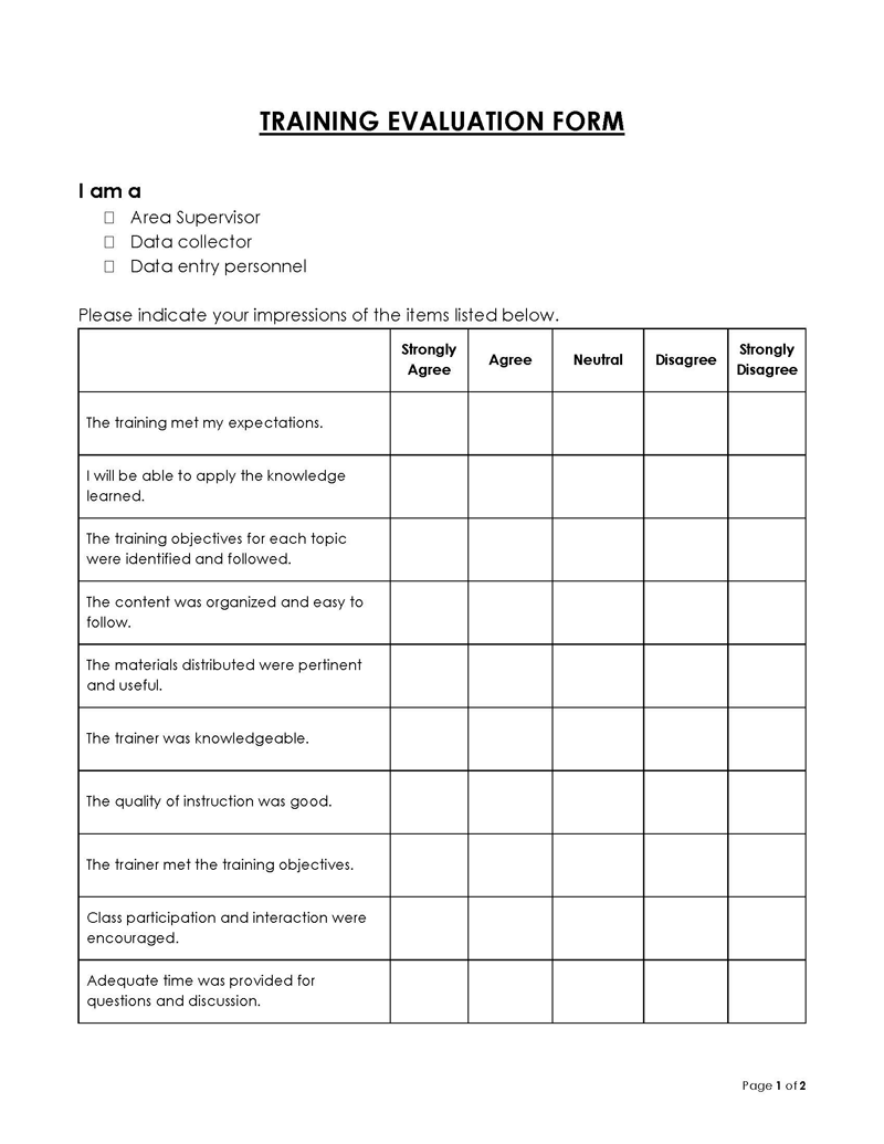 course evaluation form word