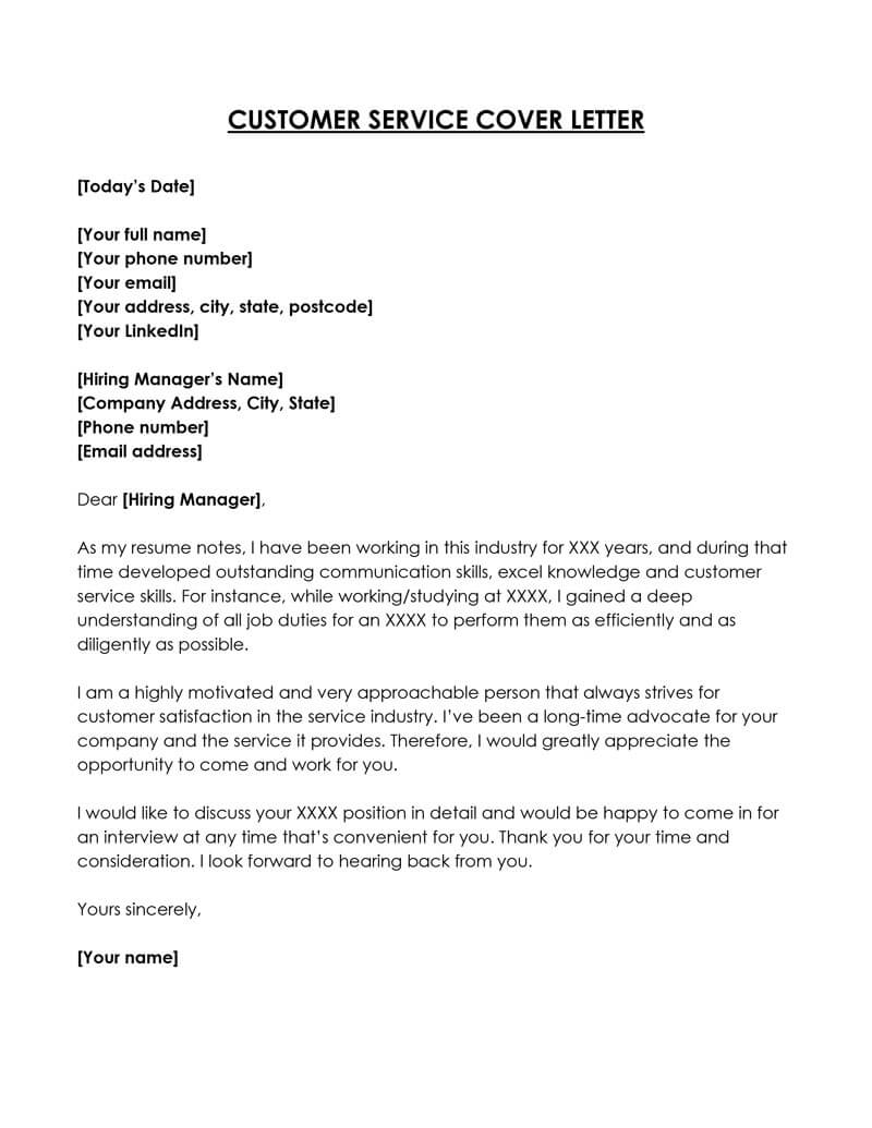 Customer Service Letter 02
customer service cover letter with experience