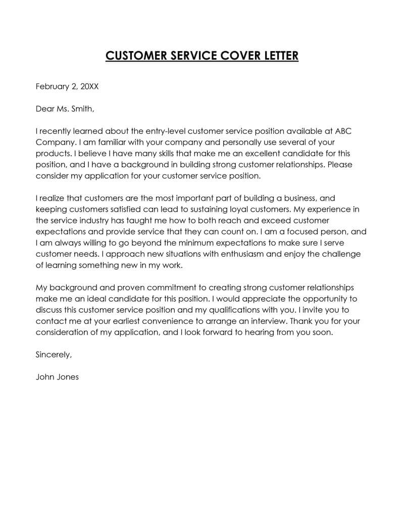 Customer Service Letter 13
cover letter for customer service specialist