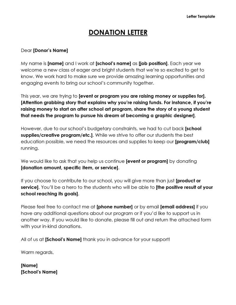 Donation letter template Word
