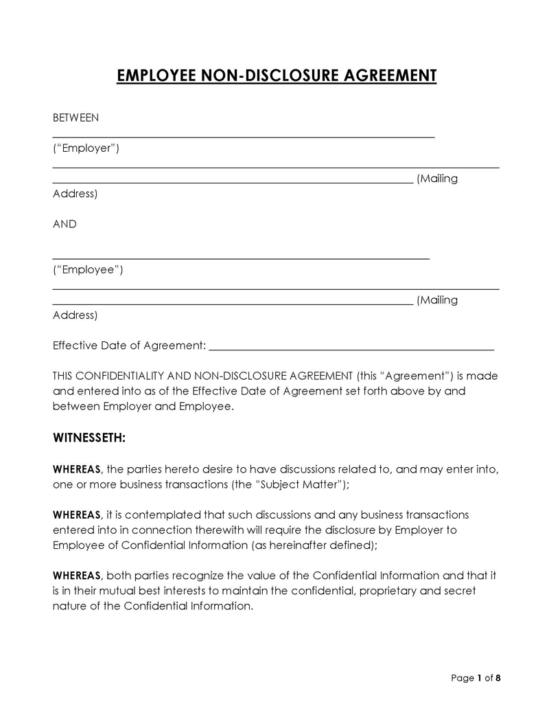  employee confidentiality agreement pdf