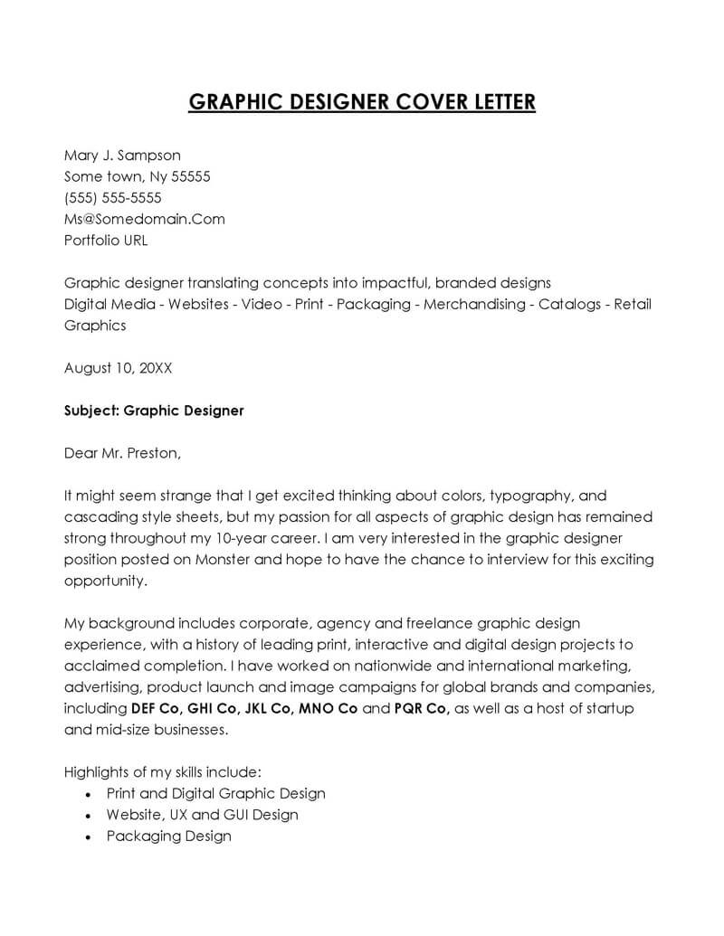  graphic design cover letter no experience