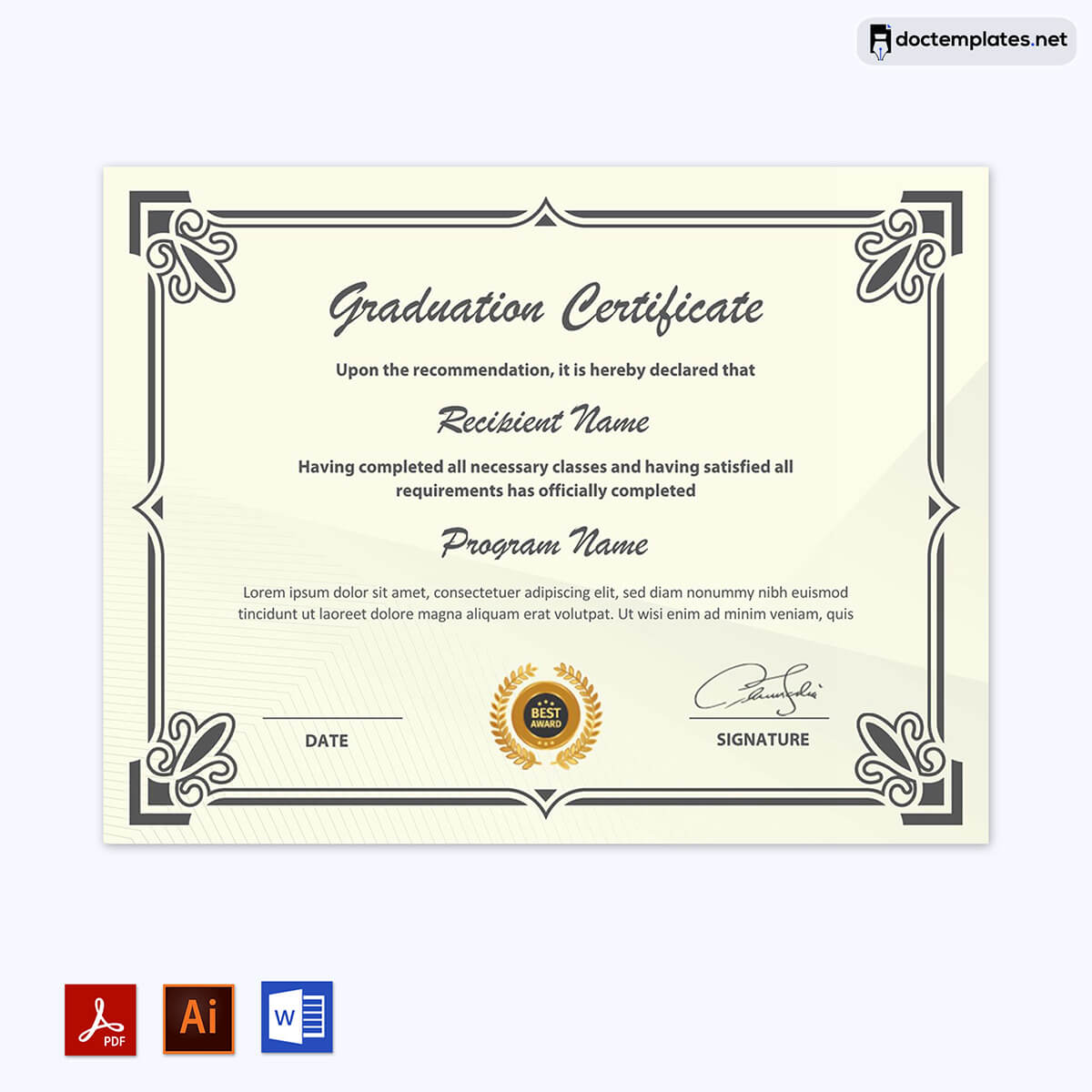 Image of Graduation certificate template Word free
Graduation certificate template Word free
